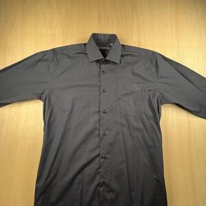 Luxton Mens Black Button Down Dress Shirt Fashion Fit Long Sleeve Medium 32-33